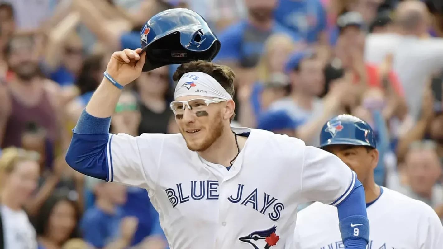 Jansen celebrating a run with the Jays #bluejays #mlb