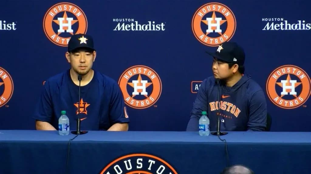 Yusei Kikuchi addressing the Houston Media for the first time.