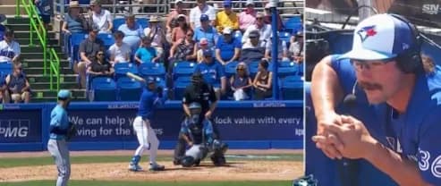 Buck Martinez and Davis Schneider has hilarious moment during Blue Jays game against the Rays #bluejays #mlb #rays