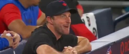 Blue Jays pitcher Max Scherzer mocking home plate umpire #bluejays #mlb