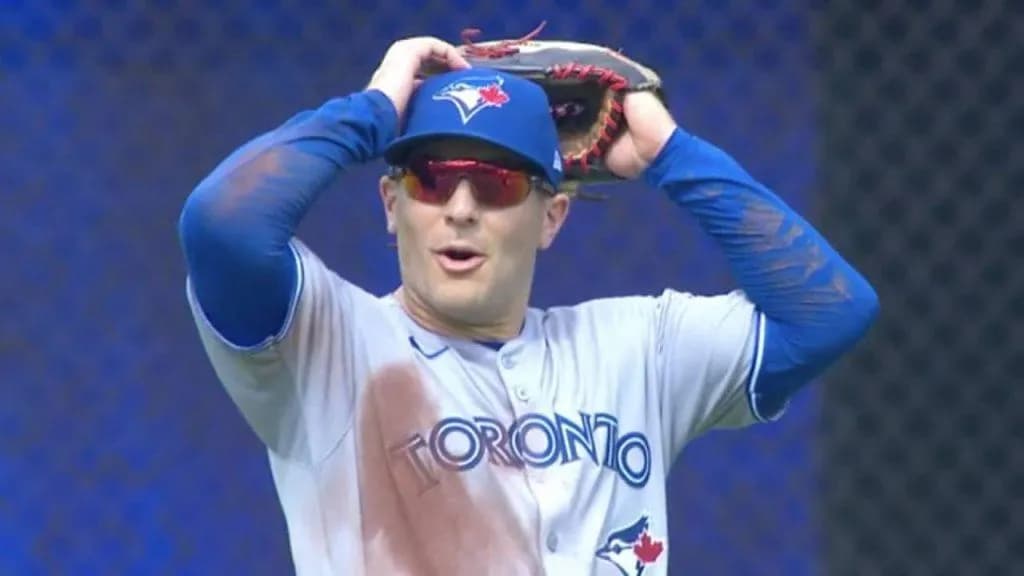 Daulton Varsho get robbed of diving catch #bluejays #mlb