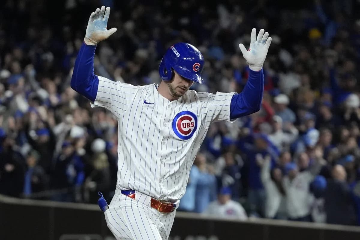 Chicago Cubs right fielder Kyle Tucker (30) reacts after hitting a home run against the Milwaukee Brewers during the seventh inning for game four of the NLDS round for the 2025 MLB playoffs at Wrigley Field.