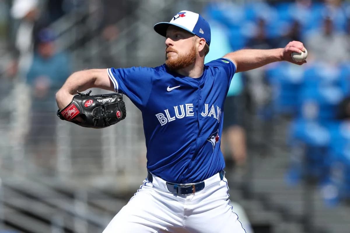 Toronto Blue Jays pitcher Richard Lovelady (68) throws a pitch against the Philadelphia Phillies in the eighth inning during spring training at TD Ballpark.