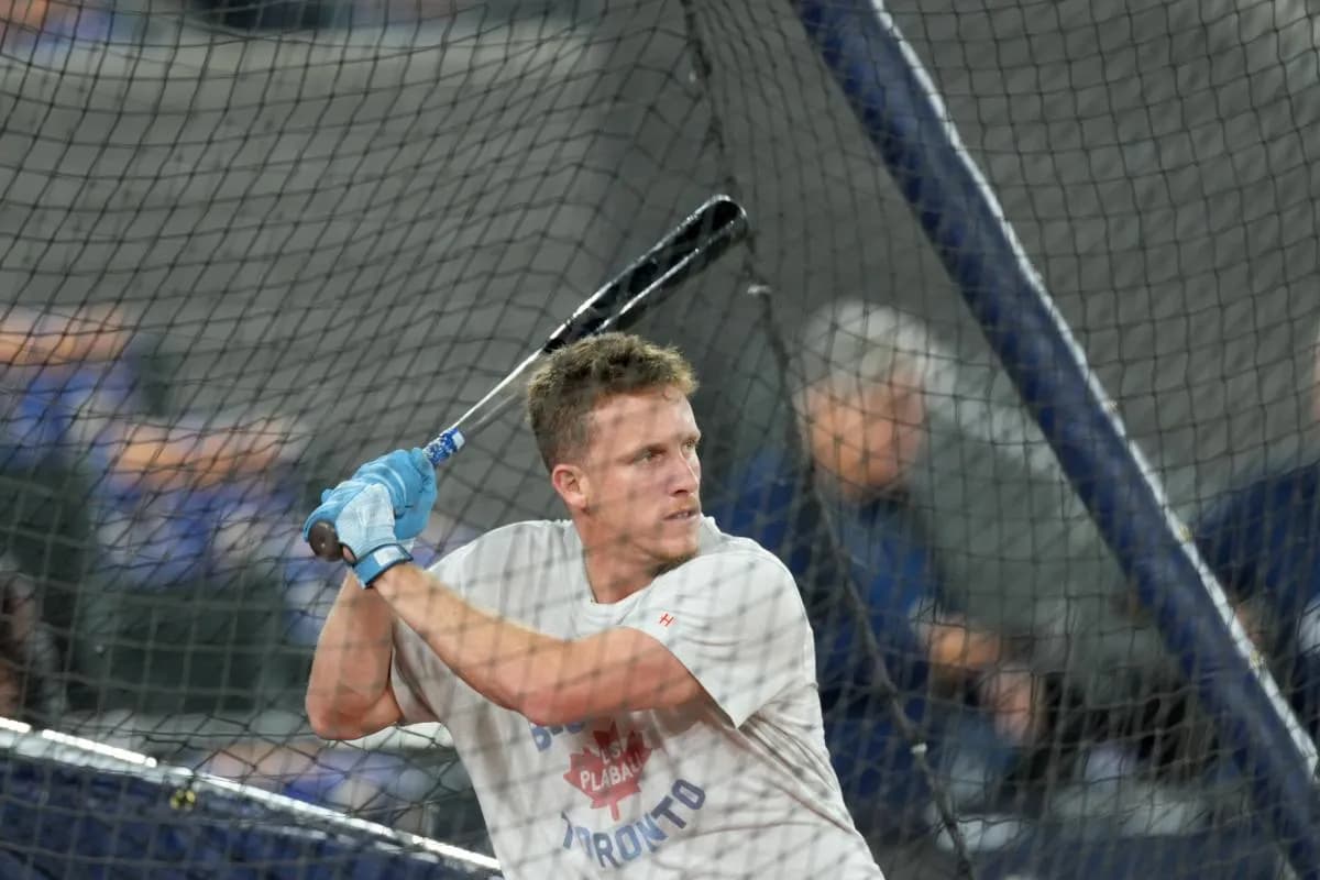 Toronto Blue Jays right fielder Myles Straw (3) takes batting practice prior to game two of the 2025 MLB World Series against the Los Angeles Dodgers at Rogers Centre.