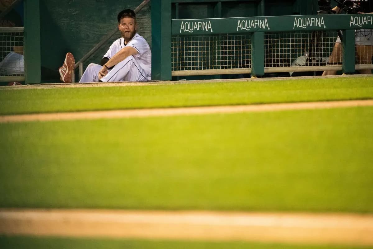 Indianapolis Minor League baseball team pitcher Beau Sulser looks out onto the field in between innings Tuesday, June 29, 2021, in Indianapolis. 062921 Indyiowabaseballlf16445 Lf
