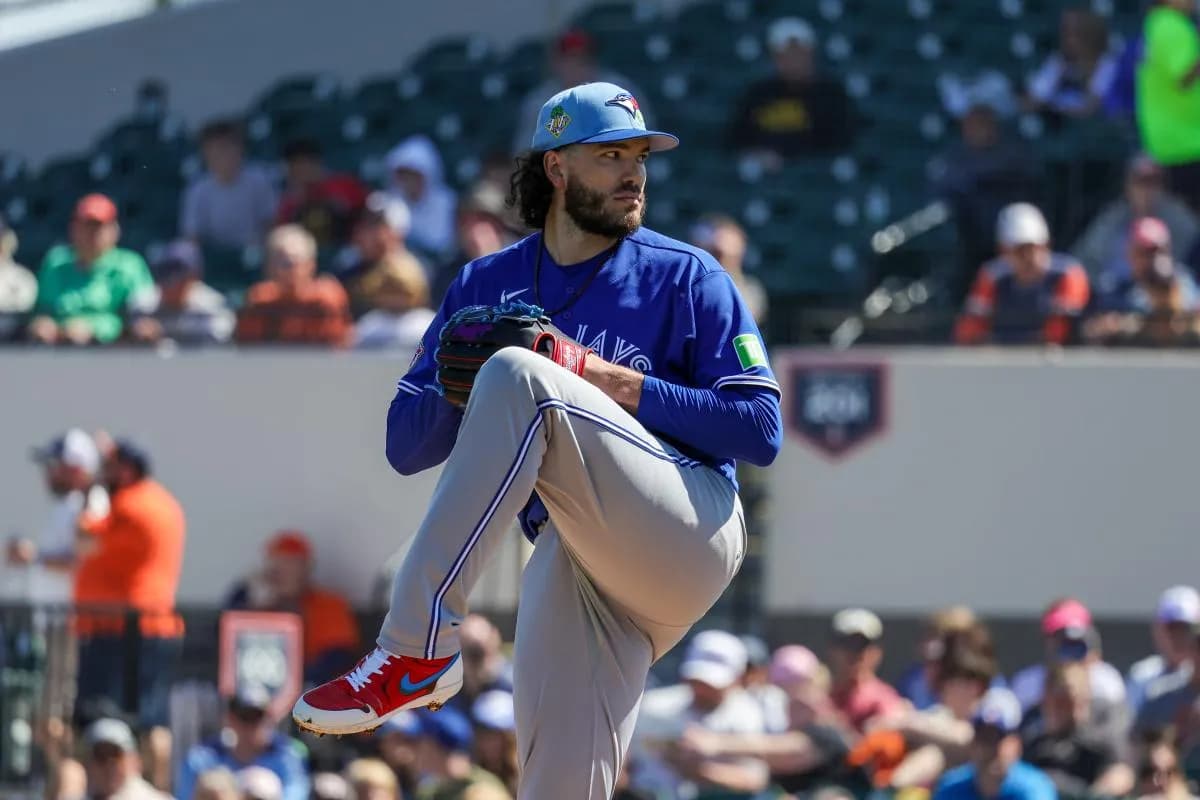 Toronto Blue Jays pitcher Cody Ponce (66) pitches during the first inning against the Detroit Tigers at Publix Field at Joker Marchant Stadium.