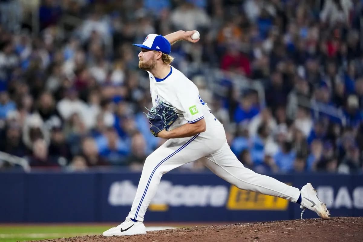 Toronto Blue Jays pitcher Spencer Miles (62) makes his MLB debut during the eleventh inning against the Athletics at Rogers Centre.