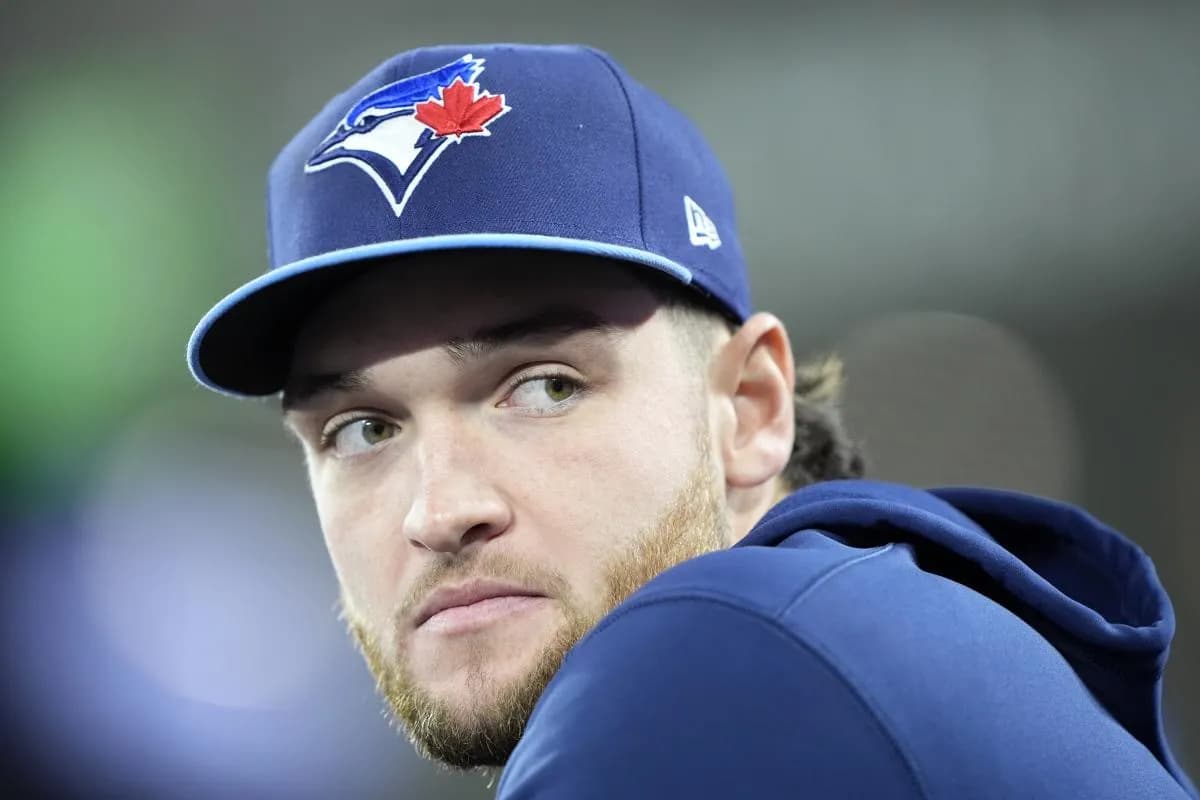 Toronto Blue Jays pitcher Trey Yesavage (39) looks on before game six of the 2025 MLB World Series against the Los Angeles Dodgers at Rogers Centre