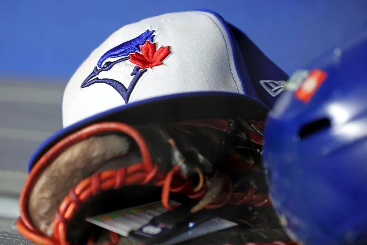 A view of a Toronto Blue Jays hat before game four of the ALDS round for the 2025 MLB playoffs between the New York Yankees and the Toronto Blue Jays at Yankee Stadium.