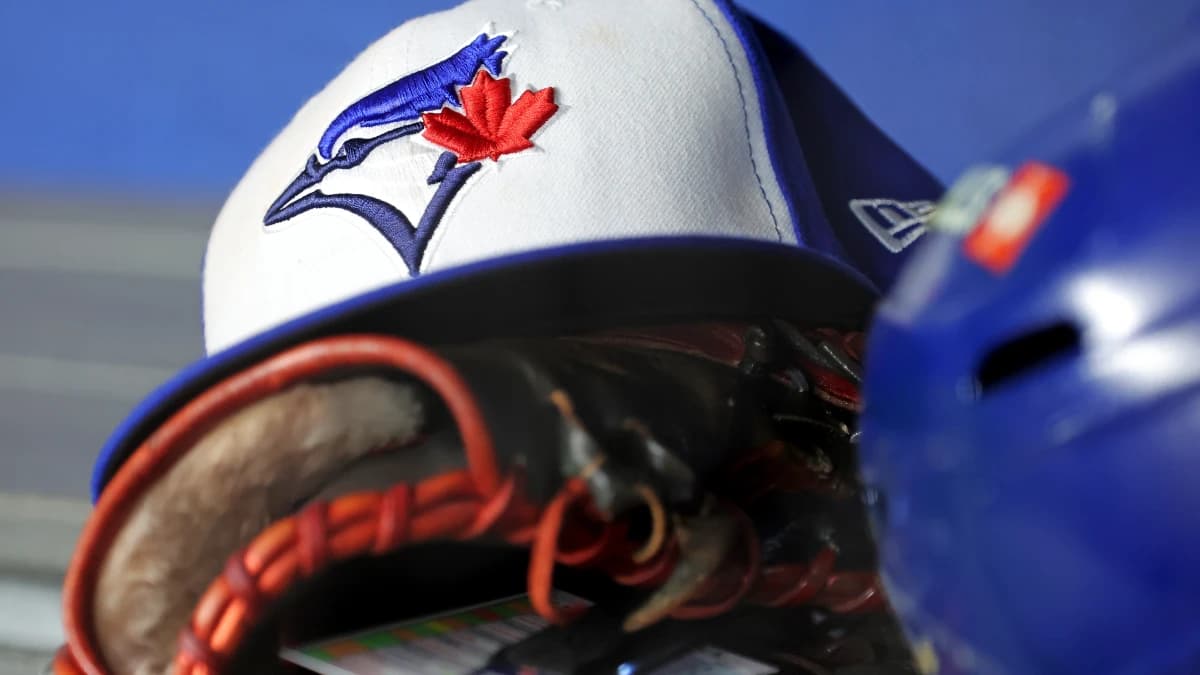 A view of a Toronto Blue Jays hat before game four of the ALDS round for the 2025 MLB playoffs between the New York Yankees and the Toronto Blue Jays at Yankee Stadium.