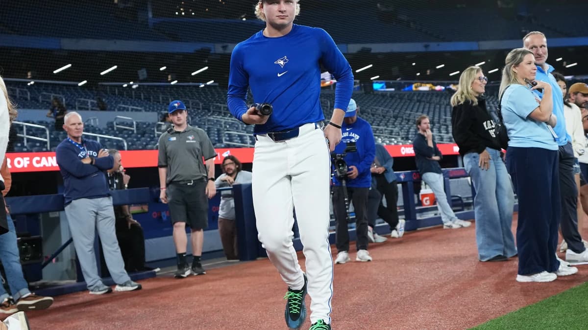 Toronto Blue Jays first round draft pick JoJo Parker prepares to take batting practice before a game against the Baltimore Orioles at Rogers Centre.
