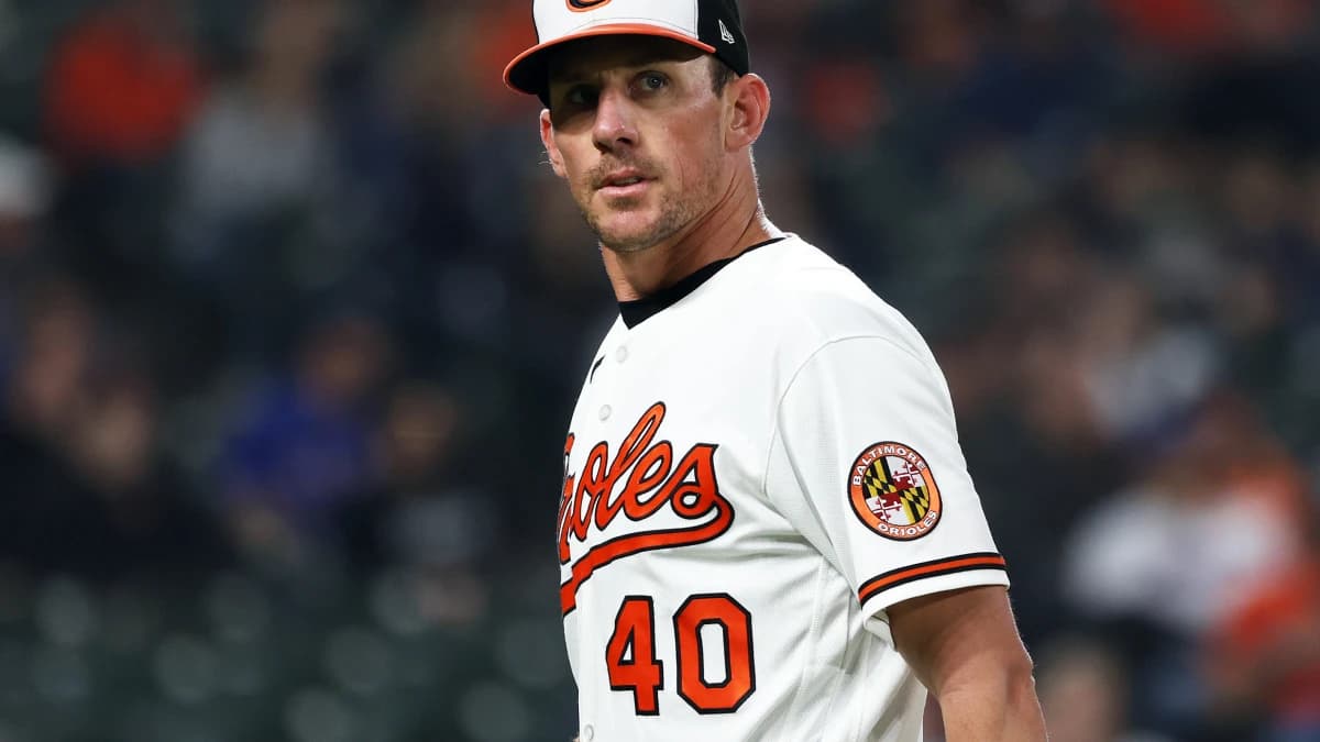 Baltimore Orioles pitcher Chris Bassitt (40) looks on during the fifth inning against the Texas Rangers at Oriole Park at Camden Yards.