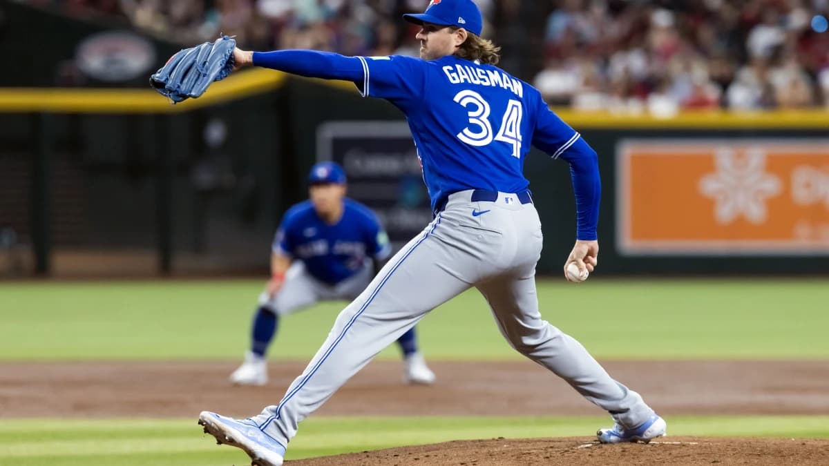 Toronto Blue Jays pitcher Kevin Gausman in the first inning against the Arizona Diamondbacks at Chase Field