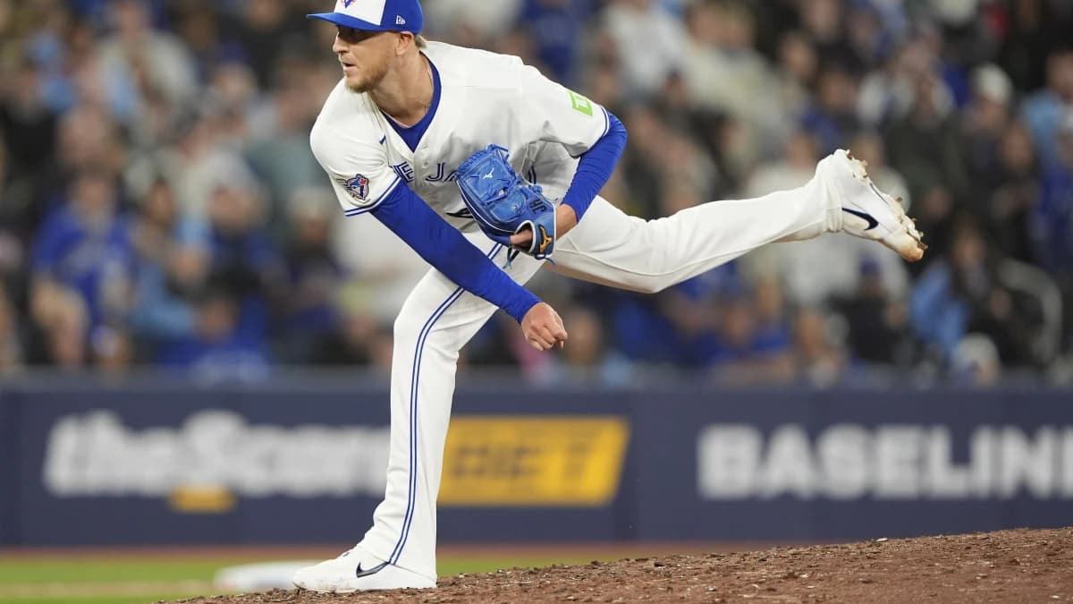 Toronto Blue Jays pitcher Jeff Hoffman (23) pitches to the Athletics during the ninth inning at Rogers Centre.