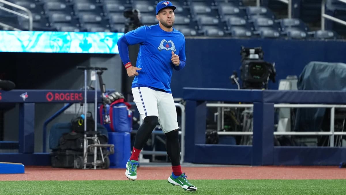 Toronto Blue Jays designated hitter George Springer (4) works out during batting practice before a game against the Boston Red Sox at Rogers Centre.