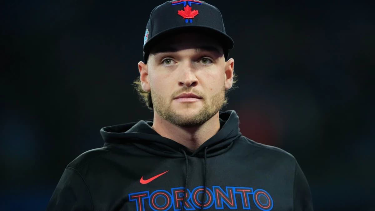 Toronto Blue Jays pitcher Trey Yesavage (39) looks on before playing the Cleveland Guardians at Rogers Centre.