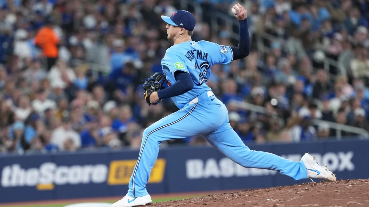Toronto Blue Jays relief pitcher Jeff Hoffman (23) throws a pitch against the Boston Red Sox during the seventh inning at Rogers Centre.