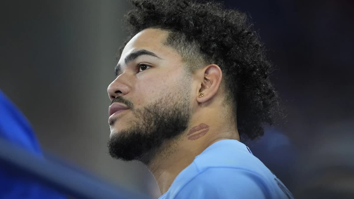 Toronto Blue Jays designated hitter Yohendrick Pinango (24) looks on from the dugout during the sixth inning against the Boston Red Sox at Rogers Centre.
