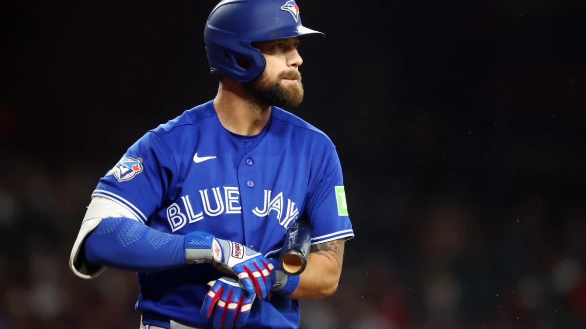 Toronto Blue Jays outfielder Nathan Lukes against the Arizona Diamondbacks at Chase Field.