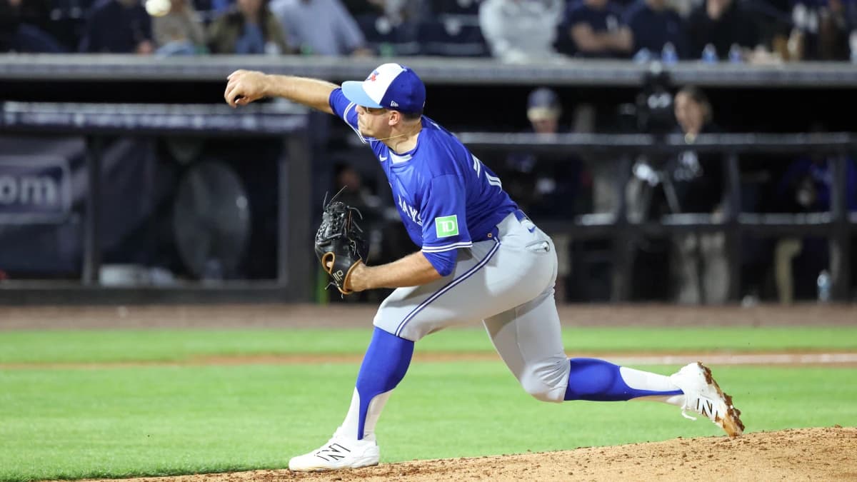 Toronto Blue Jays pitcher Ryan Jennings (76) throws a pitch during the fourth inning against the New York Yankees at George M. Steinbrenner Field.
