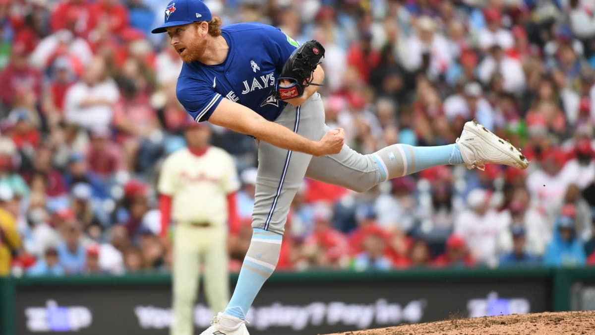 Toronto Blue Jays pitcher Spencer Turnbull (12) throws a pitch during the seventh inning against the Philadelphia Phillies at Citizens Bank Park.