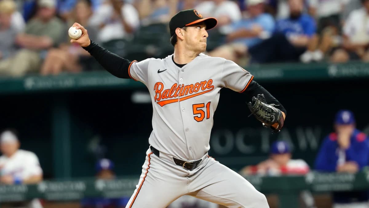 Baltimore Orioles relief pitcher Matt Bowman (51) throws during the fifth inning against the Texas Rangers at Globe Life Field.