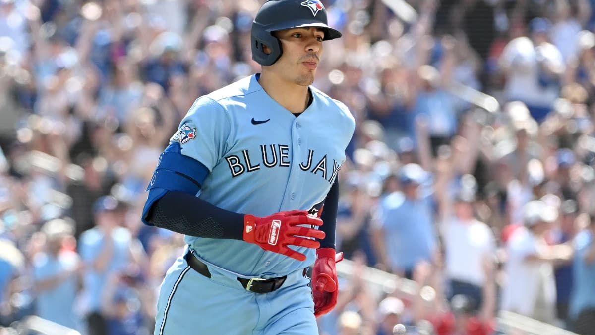 Toronto Blue Jays catcher Brandon Valenzuela (59) rounds the bases after hitting a solo home run against the Baltimore Orioles in the eighth inning at Rogers Centre.