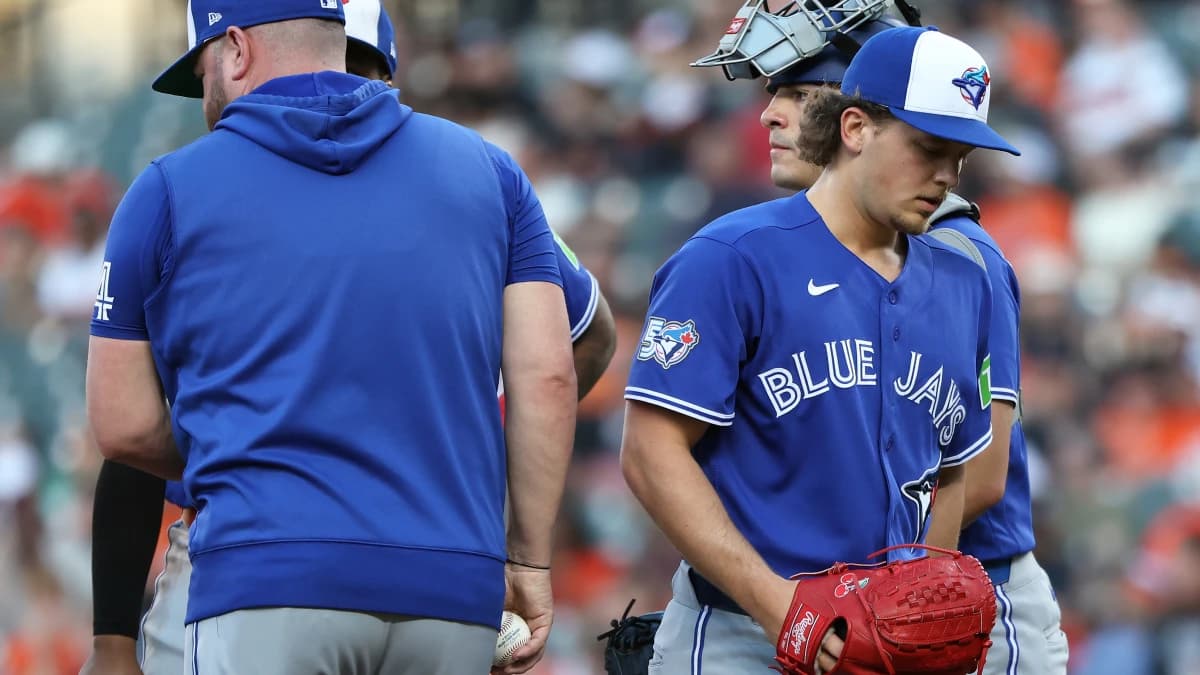 Toronto Blue Jays pitcher Adam Macko (64) walks off of the field during the second inning against the Baltimore Orioles at Oriole Park at Camden Yards.