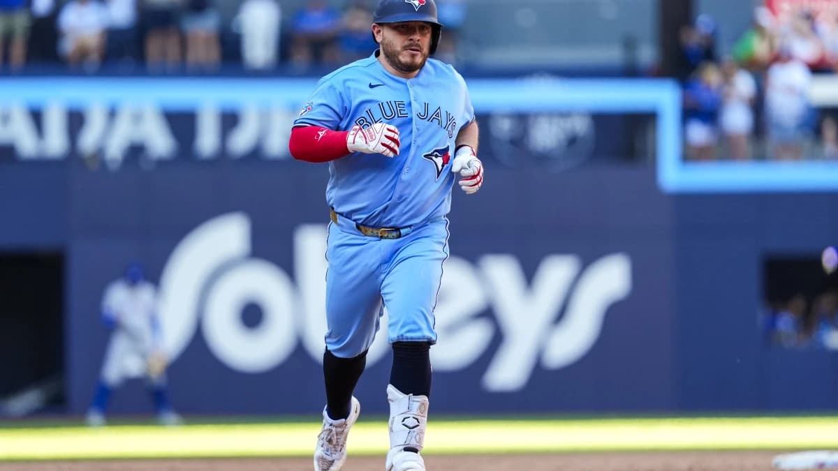 Toronto Blue Jays catcher Alejandro Kirk (30) runs to third after hitting a home run against the Texas Rangers during the sixth inning at Rogers Centre.