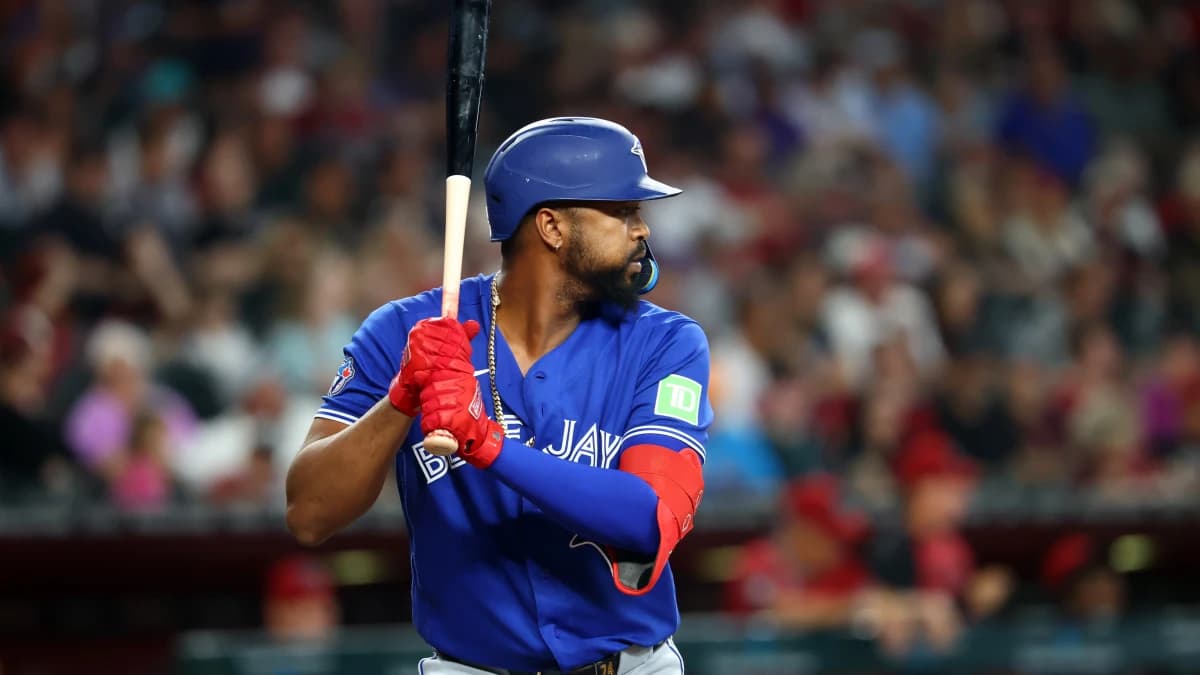 Toronto Blue Jays outfielder Eloy Jimenez against the Arizona Diamondbacks at Chase Field.