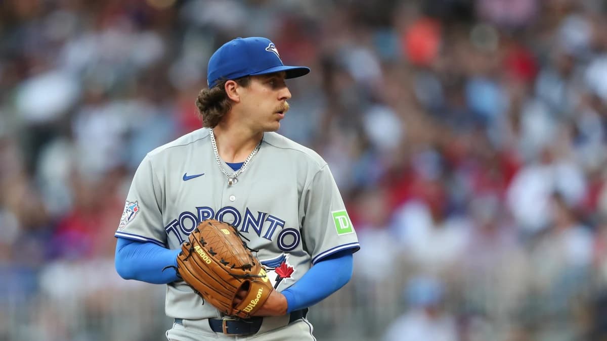 Toronto Blue Jays pitcher Chad Dallas (37) prepares to throw a pitch against the Atlanta Braves during the second inning at Truist Park.
