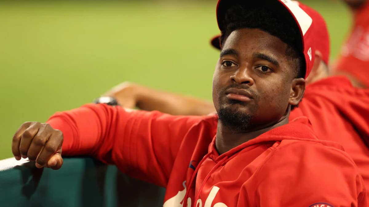 Los Angeles Angels pitcher Jose Soriano (59) watches from the dugout during the seventh inning against the Milwaukee Brewers at Angel Stadium