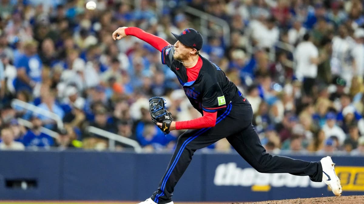 Toronto Blue Jays pitcher Jeff Hoffman (23) pitches to St. Louis Cardinals during the eighth inning at Rogers Centre.