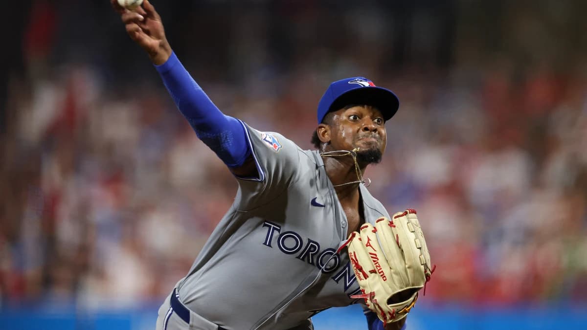 Toronto Blue Jays pitcher Jose Soriano (40) throws a pitch against the Philadelphia Phillies during the fourth inning at Citizens Bank Park.