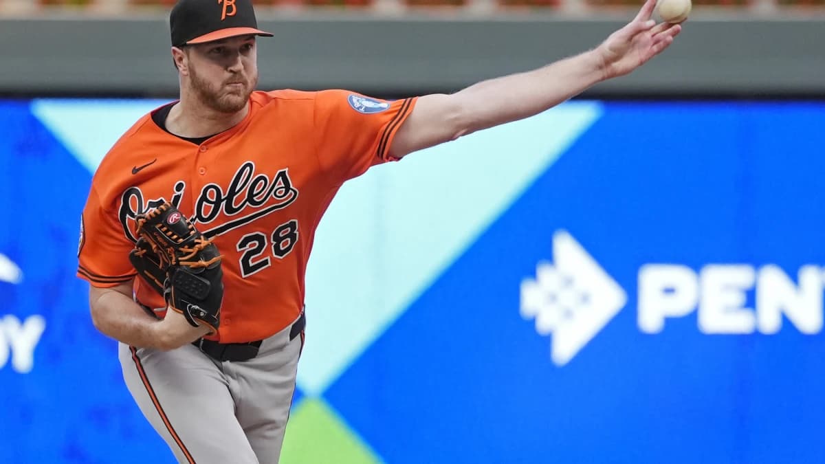 Baltimore Orioles starting pitcher Trevor Rogers (28) throws to the Minnesota Twins in the second inning at Target Field.