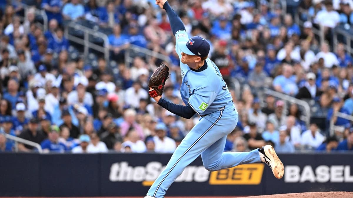 Toronto Blue Jays starting pitcher Braydon Fisher (63) delivers a pitch against the Tampa Bay Rays in the first inning at Rogers Centre.