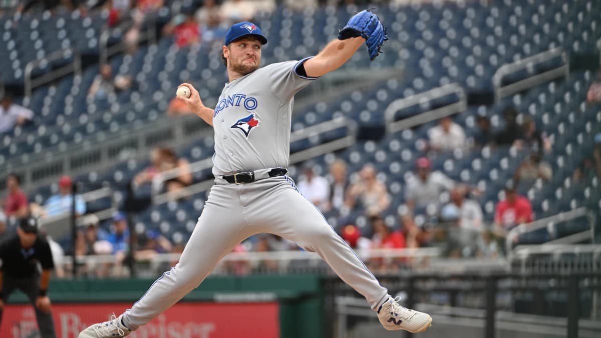 Toronto Blue Jays pitcher Trey Yesavage (39) throws to the Washington Nationals during the second inning at Nationals Park.