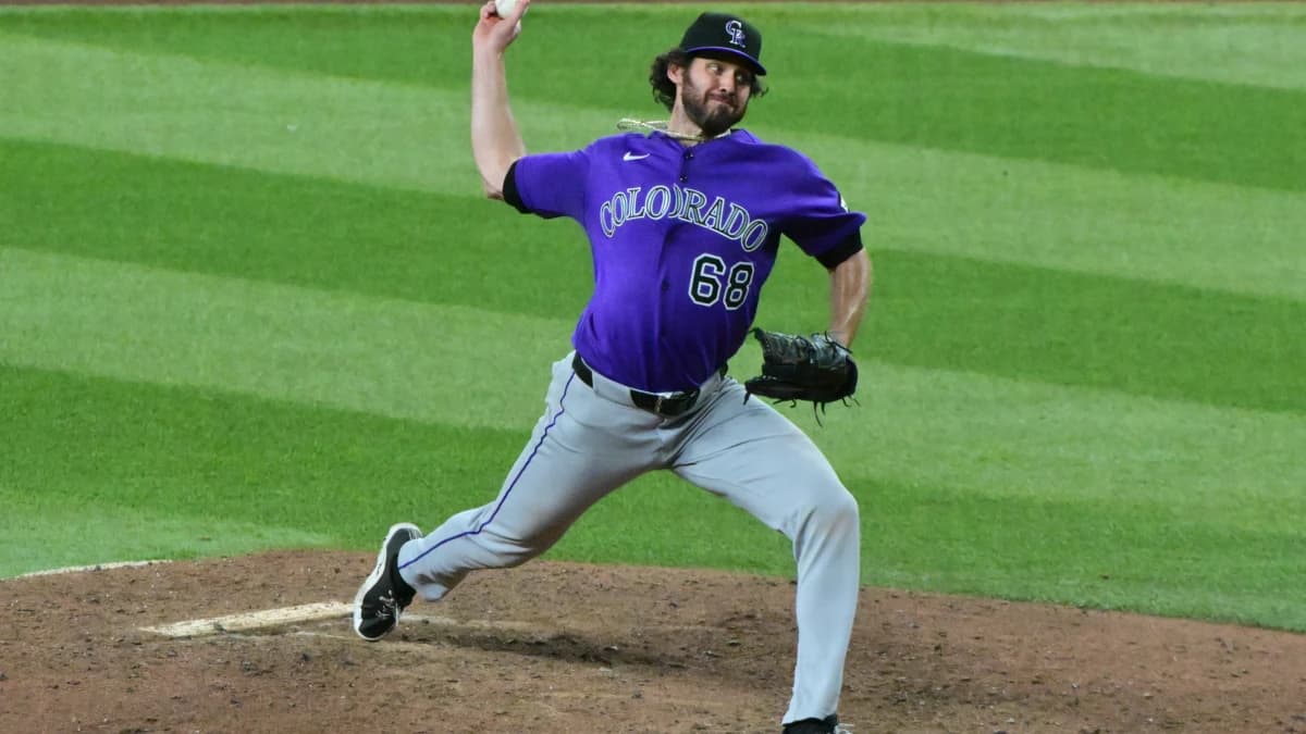 Colorado Rockies pitcher Jordan Romano (68) throws in the ninth inning against the Arizona Diamondbacks at Chase Field.