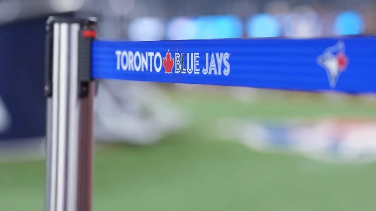 A general view of the security ribbon during batting practice before a game between the Chicago White Sox and the Toronto Blue Jays at Rogers Centre.