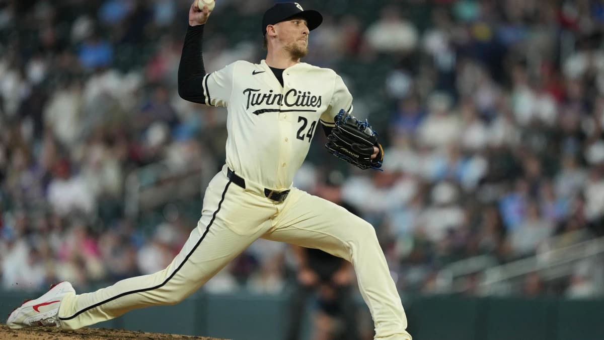 Minnesota Twins pitcher Jeff Hoffman (24) pitches during the ninth inning against the Philadelphia Phillies at Target Field.