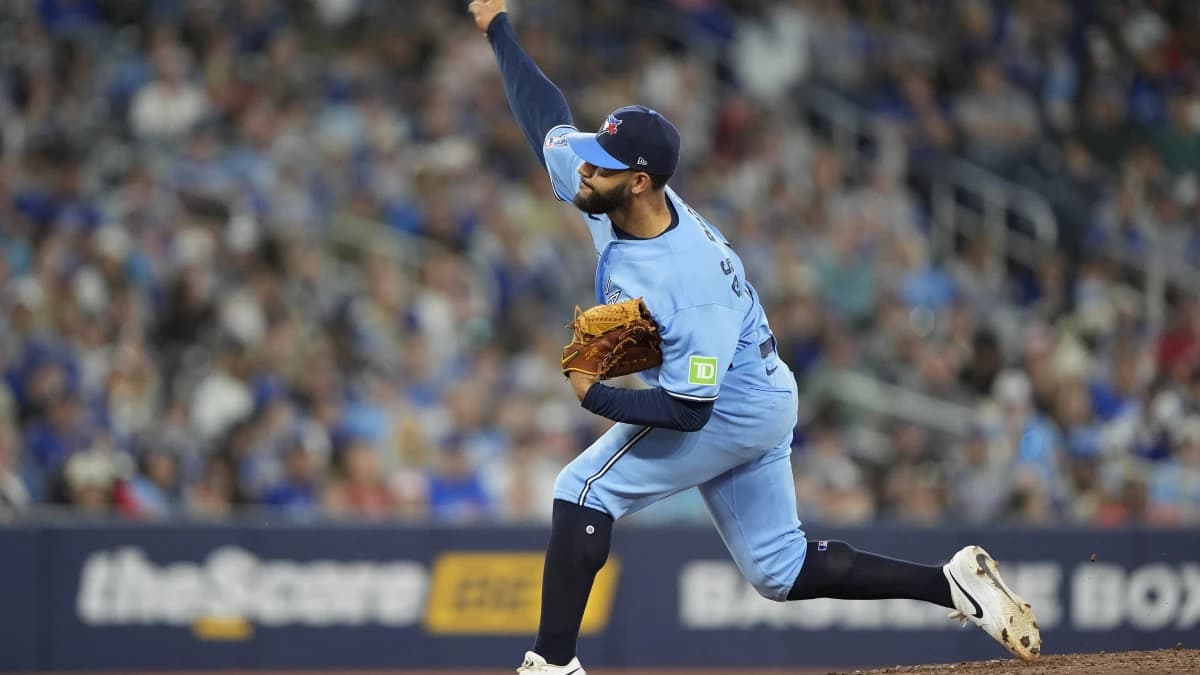 Toronto Blue Jays pitcher Simeon Woods Richardson (10) pitches to the Philadelphia Phillies during the eighth inning at Rogers Centre.