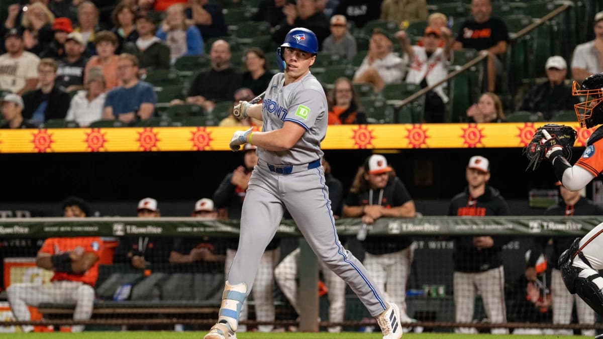 Toronto Blue Jays designated hitter Sean Keys (20) strikes out during the ninth inning at Oriole Park at Camden Yards