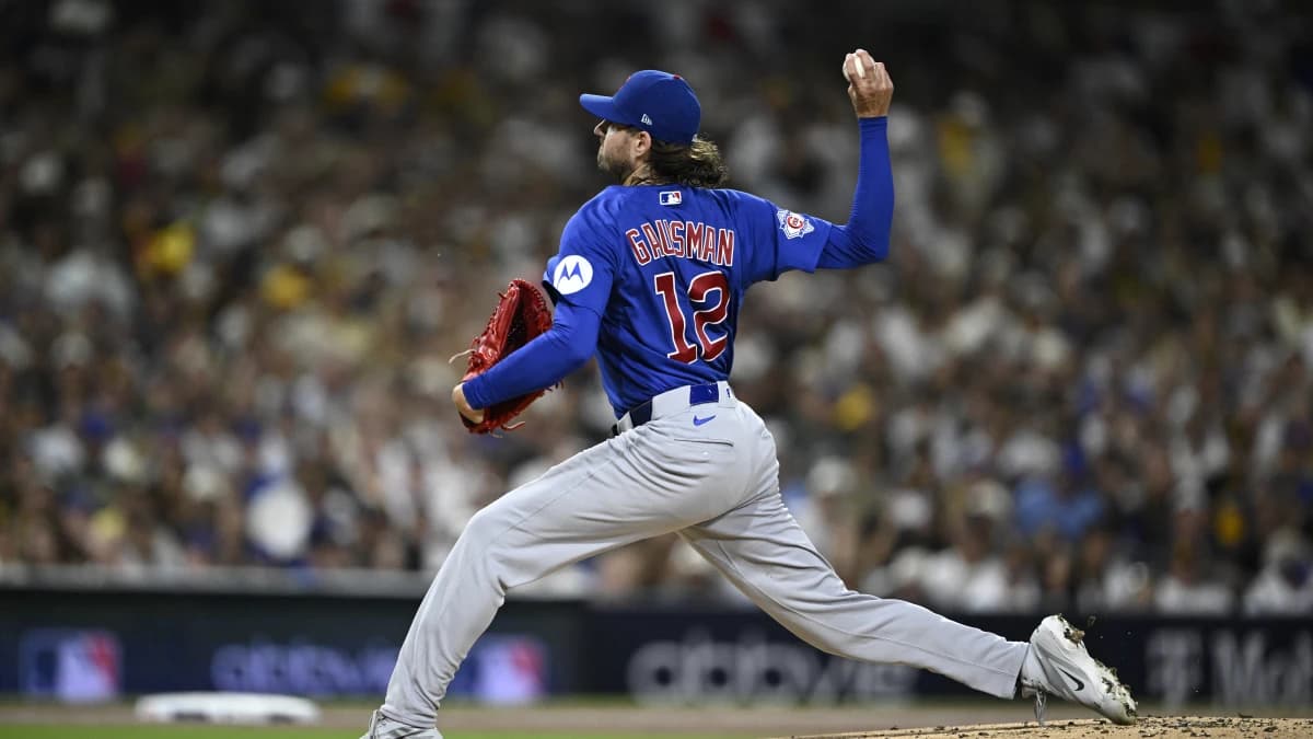 Chicago Cubs pitcher Kevin Gausman (12) delivers a pitch in the first inning against the San Diego Padres during game two of the Wildcard round for the 2026 MLB Playoffs at Petco Park.