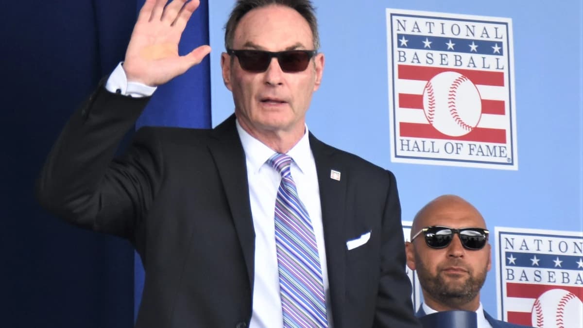 Paul Molitor acknowledges the crowd during the introduction of returning inductees at the National Baseball Hall of Fame's 2024 induction ceremony Sunday, July 21, 2024, at the Clark Sports Center in Cooperstown, New York.
