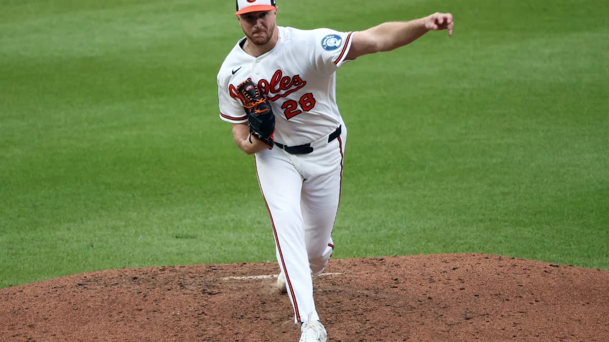 Baltimore Orioles pitcher Trevor Rogers (28) throws during the seventh inning against the Milwaukee Brewers at Oriole Park at Camden Yards.