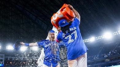 Turner celebrating another win against the Rockies #bluejays #mlb