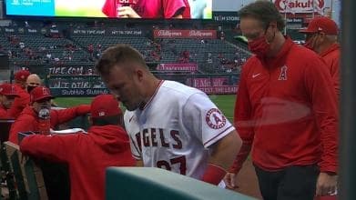 Mike Trout exiting the game with a knee injury that will require surgery.