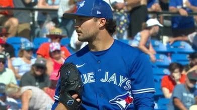 Left handed pitching prospect Jimmy Burnette in Toronto Blue Jays Spring Training.