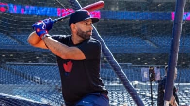 José Bautista takes batting practice for the Toronto Blue Jays. #BlueJays #Bautista #MLB