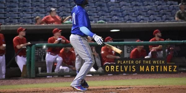 Orelvis Martinez earning Player of the Month honors.